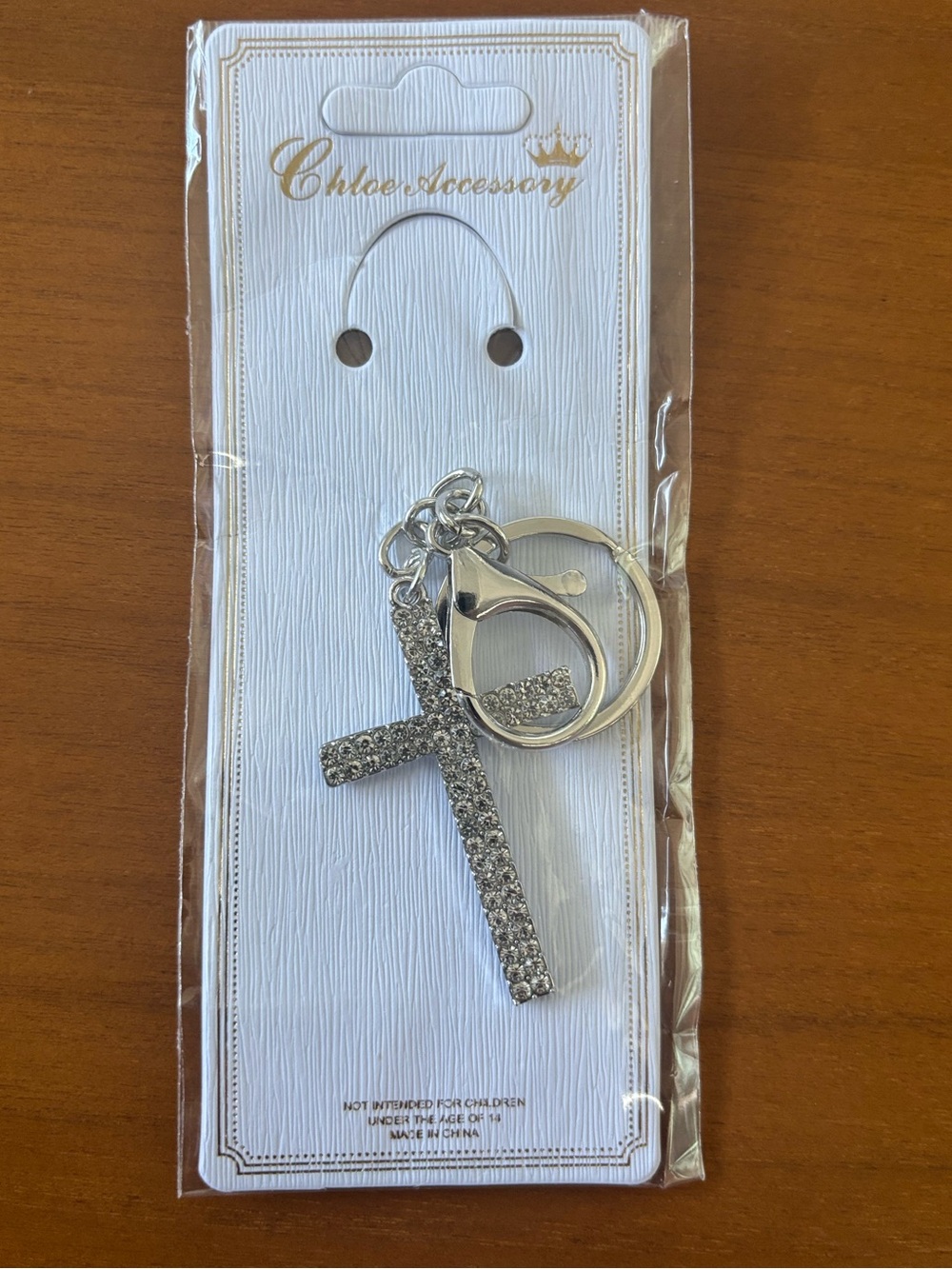 Silver Crystal Cross Bag charm or Keychain